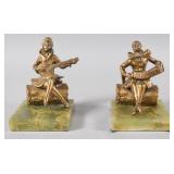 Pair of Art Deco Figural Spelter and Onyx Bookends