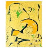 Herbert Gentry Color Lithograph Faced Faces