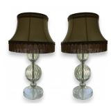 A Pair of Vaughan Clear Faceted Glass Table Lamps