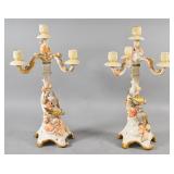 Pair of Large Four-Light Ceramic Tree Trunk...