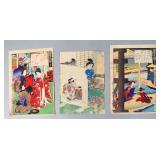 Group of 3 Japanese Woodblock Prints (Toyohara...