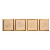 Set of 4 Hand-Colored Engraved Celestial Maps...