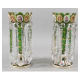 A Pair of Victorian Bohemian Emerald Green...