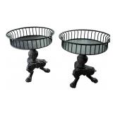 A Pair of Large Cast Iron Pedestal Planters...