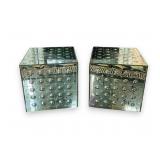 A Pair of Hollywood Regency Style Mirrored Cube...