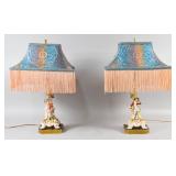 Pair of German Porcelain Figural Table Lamps