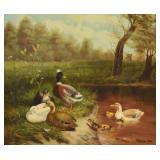 Martin Voss Oil on Canvas Ducks in a Landscape