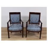 Pair of Victorian Empire Revival Mahogany Swan...
