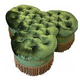 Lewis Mittman Tufted Green Velvet Trefoil Ottoman