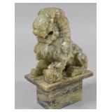 Chinese Carved Serpentine Stone Guardian...
