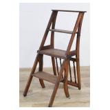 Antique Hardwood Metamorphic Library Step Chair