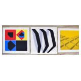 3 Abstract Geometric Screenprints by Kunibert...