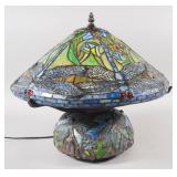 Tiffany Style Dragonfly Leaded Glass and Mosaic...