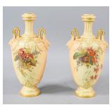 Pair of Royal Worcester Blush Ivory Porcelain...