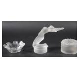 Group of 3 Lalique Frosted and Clear Glass...