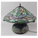 Tiffany Style Dragonfly Leaded Glass Table Lamp