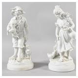 Pair of French Bisque Porcelain Figurines After...