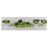 A 4-Piece Murano Style Lampworked Glass Floral...