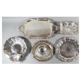 A Collection of Five Silver-Plated Serving...