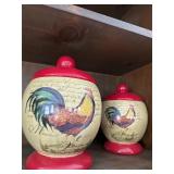 Set of Two Vintage Ceramic Rooster Cookie Jars