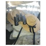 Tasco binoculars with his and hers outdoor hats