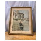Framed Painting of a Venice canal scene by the Ita