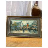 Vintage Oil Painting depicting a Parisian street s