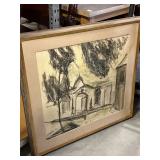 Architectural Ink Wash with Black Gray and White T