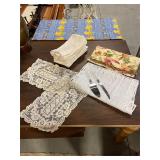 Assorted Cloth Napkins, Runners and serving set