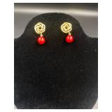 925 Gold Colored Earrings with Res Stone