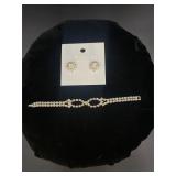Vintage Rhinestone Braclet with New Pearl Like Ear