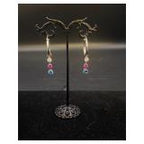 Sterling Silver Earrings with Multi Color Stones