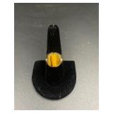 14k Gold Electroplate Tigers Eye Ring