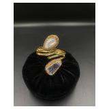 Mother of Pear and Amethyst Gold Toned Braclet