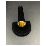 14k Gold Plate Tigers Eye Ring