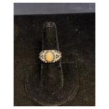 925 Opal and Black Onyx Ring