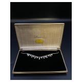 Krements Silver Toned Necklace with White Stones