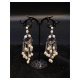 Sterling Silvet Pearl Like Earrings