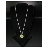 925 Silver Necklace With Green Pendant