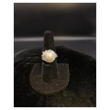 925 White Stone and Pearl Ring