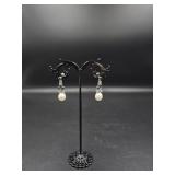 925 Silver Pearl And Aquarium Earrings