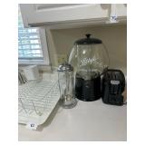 Dish Holder, Vintage Jars, and Toaster