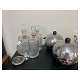 Vintage Glass Decanters and Ice Buckets