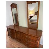 Vintage Wooden Dresser with Two Mirrors