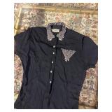 Vintage Women s MO RLOVE Black Blouse with Jewels
