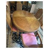 Vintage Dining Set with 6 Chairs and 3 Leaves