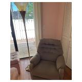 Green Recliner Chair and Standing Floor Lamp