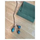 Silver and Turquoise Necklace and Matching Earring