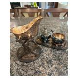 Vintage Silver Gravy Boat with Warming Stand