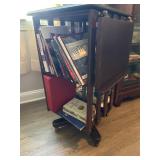 Wooden Spin Bookshelf and Books